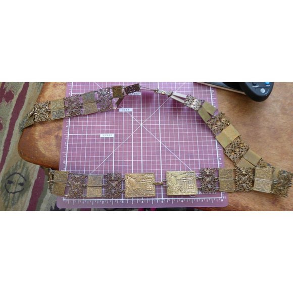Vintage CHINESE BRASS BELT Bird Design 38\